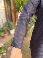 Blue self design woollen short kurti