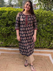 Black Kantha Ambi kurta