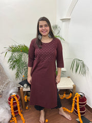 Coca cola mirror work embroidered kurta - MYSANSKRITAM