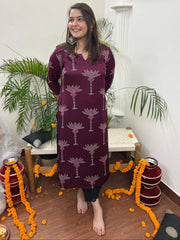 Premium Modal Wine Tree long kurta - MYSANSKRITAM