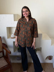 Mehendi Kalamkari Shirt by Sanskritam