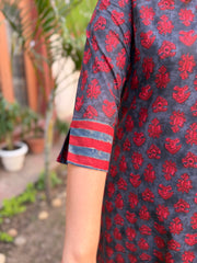 Maroon Buti Grey Kurta sleeve detail by Sanskritam