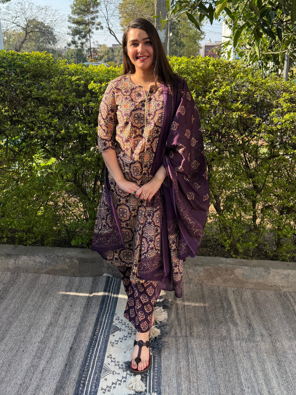 Purple Jaal Full Suit Set by MySanskritam