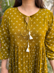 Mehendi Bandhini Dress neck detail by MySanskritam