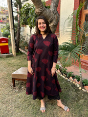 Dark Wine Slub Aline Kurta