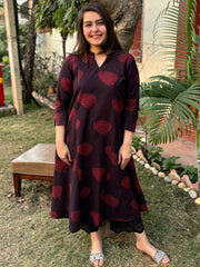 Dark Wine Slub Aline Kurta