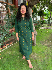 Bottle Green Buti kurta