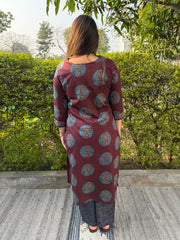 Wine Moonprint Co-ord Set from the back by Sanskritam