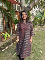 Grey leaf aline kurta