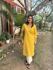Haldi yellow geomtric kurta