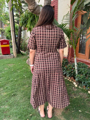 Brown Ajrakh handblock printed dress