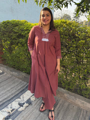 Pink A-line Embroidered Co-ord Set by Sanskritam