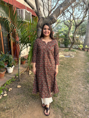 Brown leaf Aline Kurta