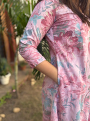 Pink Floral Aline Kurta