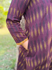 Brown Aline Ikkat Kali kurta with Pocket