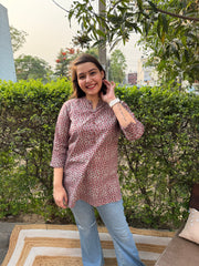 Cherry grey geometric kurti