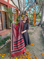 Black A-line south cotton kurta only