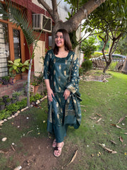 Bottle Green banarsi Silk Suit Set