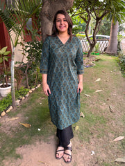 Forest Flower V Neck Kurta by Sanskritam