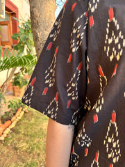 Black Ikkat Print Top
