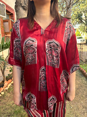 Maroon Jharokha coord set