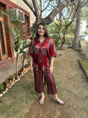 Maroon Jharokha coord set