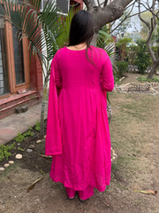 Magenta Embroidered Full Suit Set from the back by MySanskritam
