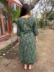 Green Floral Ajrakh Co-ord Set from the back by MySaskritam