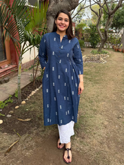 Indigo South cotton Kurta with side gather from MySanskritam