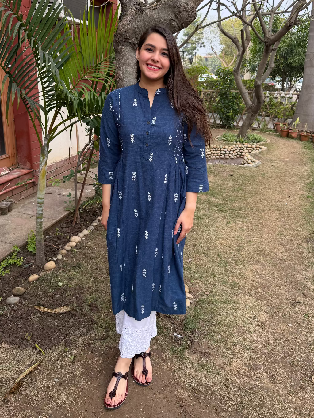 Indigo South cotton Kurta with side gather from MySanskritam