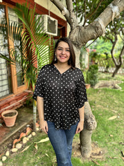 Black Bandhini Modal silk free flow top