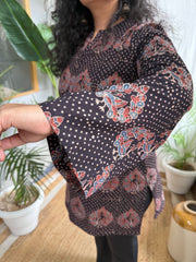 Black Peacock Ajrakh kurti