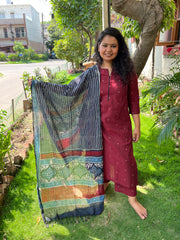 Maroon buti south cotton full suit set