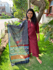 Maroon buti south cotton full suit set