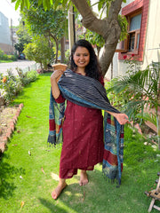 Maroon buti south cotton full suit set