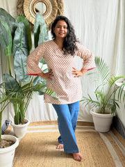 cream pink buti kurti