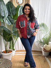 Indigo maroon contrast shirt