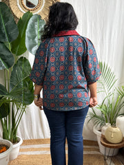 Indigo maroon contrast shirt