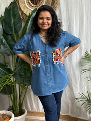 Denim Boho patchwork shirt
