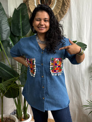 Denim Boho patchwork shirt