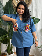 Denim Boho patchwork shirt