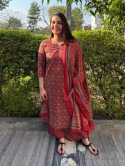 Maroon Geometric Full Suit Set by MySanskritam