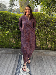 Wine lines Co-ord Set by Sanskritam