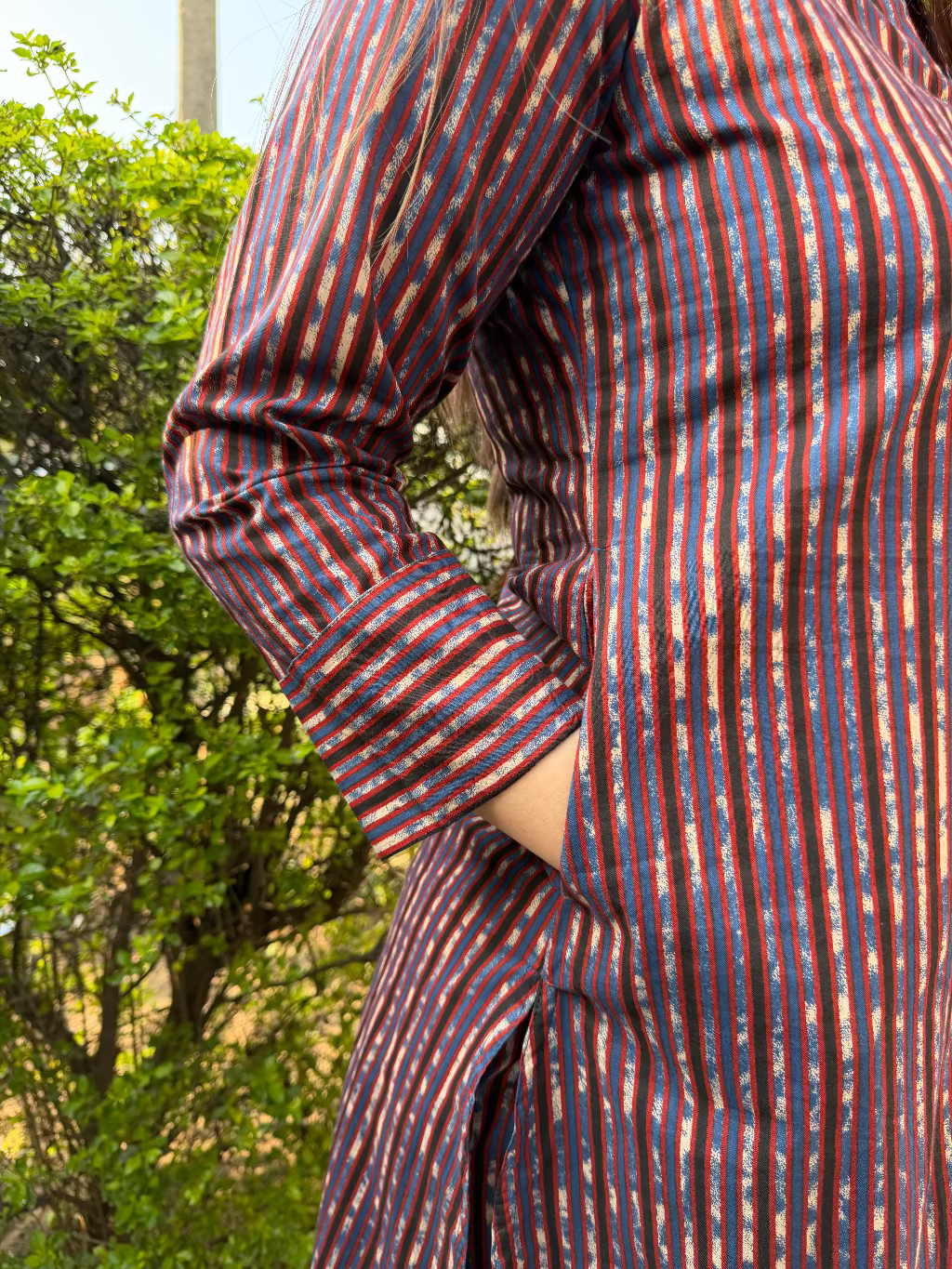 Wine lines Co-ord Set pocket by Sanskritam