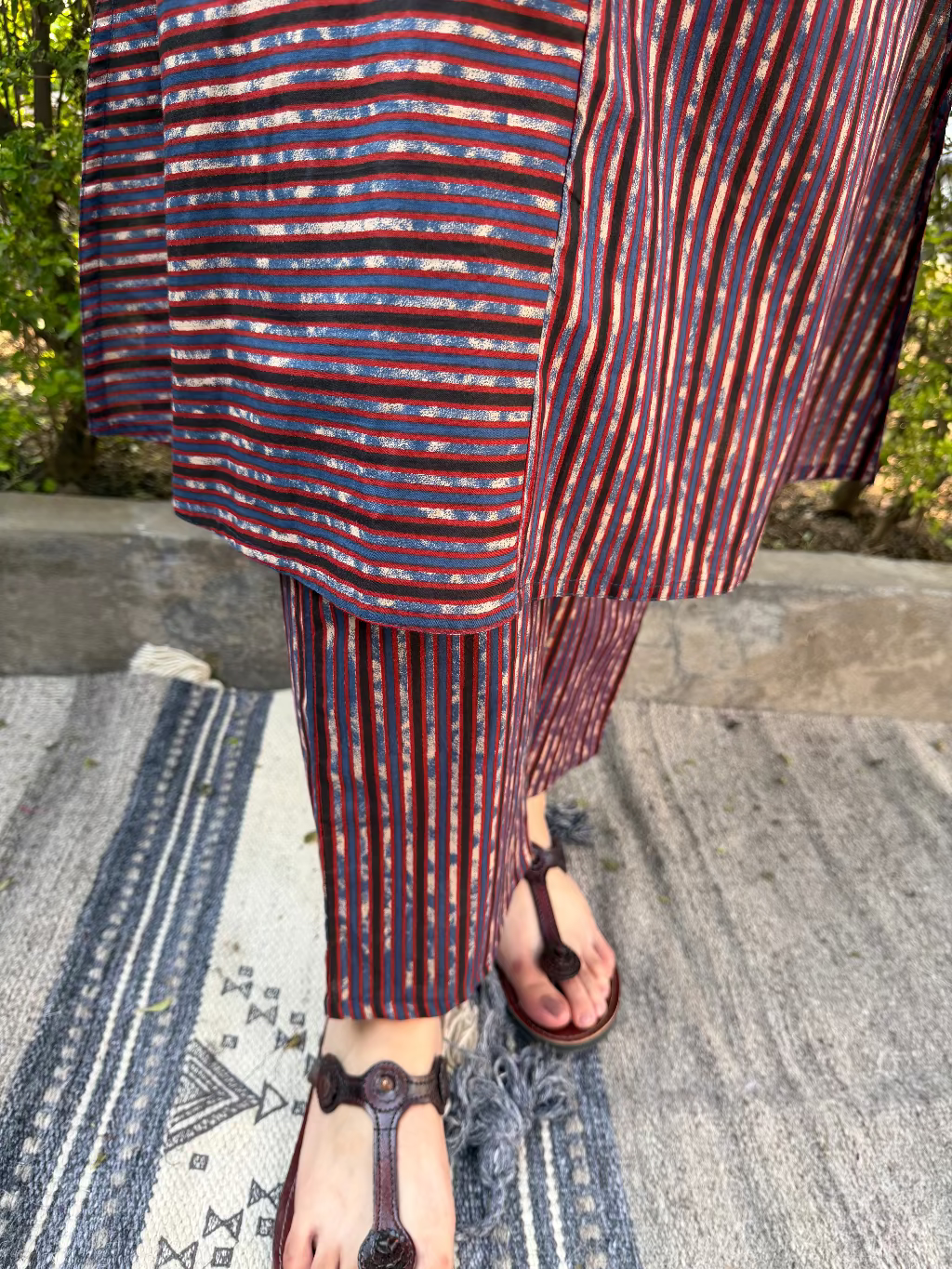 Wine lines Co-ord Set Pants by Sanskritam