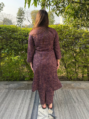 Wine lines Co-ord Set from the back by Sanskritam