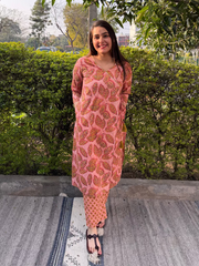 Saffron Jahota Leaf Co-ord Set by Sanskritam
