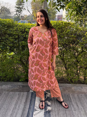 Saffron Jahota Leaf Co-ord Set by Sanskritam