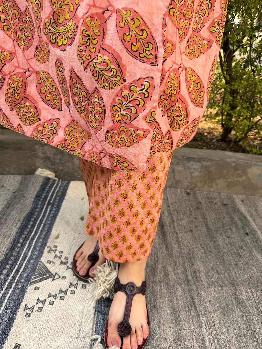 Saffron Jahota Leaf Co-ord Set Pant by Sanskritam