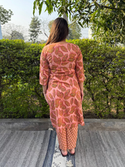 Saffron Jahota Leaf Co-ord Set from the back by Sanskritam